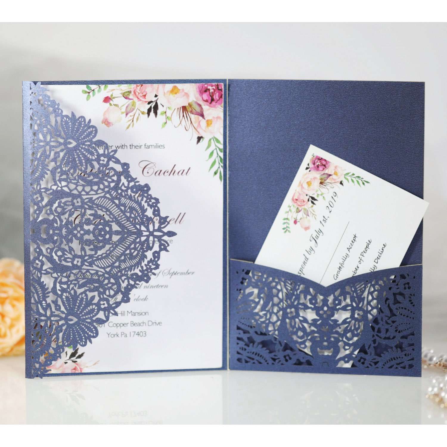 Vellum Paper Marriage Invitation Card With Envelope Laser Cut Greeting Card Wholesale